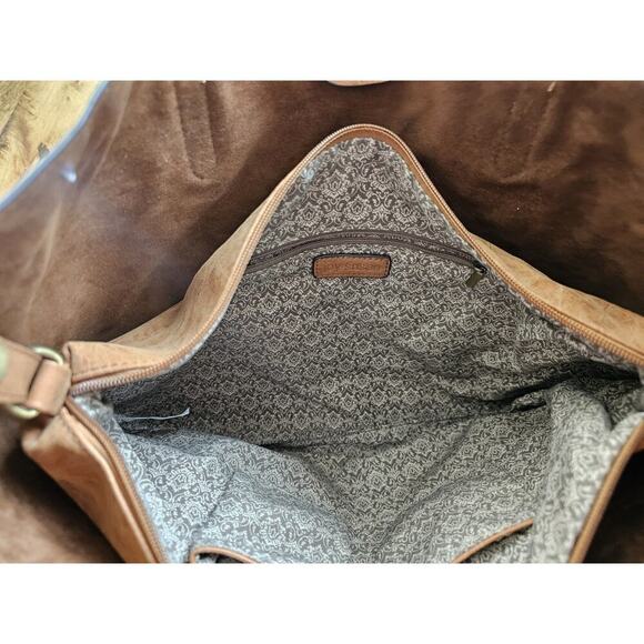 Joy Susan Vegan Leather Brushed Tote Bag Brown EUC - Picture 9 of 16